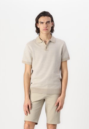 TOM TAILOR TWO TONE STRUCTURED - Polosärk - cashew beige/white