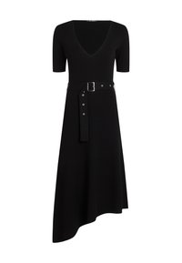 BELTED DRESS - Stickad klänning - black
