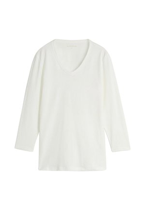 TOM TAILOR, TOM TAILOR T-SHIRT BASIC LANGARMSHIRT MIT V-AUSSCHNITT - Top s dlhým rukávom - whisper white