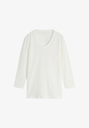 TOM TAILOR, TOM TAILOR T-SHIRT BASIC LANGARMSHIRT MIT V-AUSSCHNITT - Pikkade varrukatega topp - whisper white