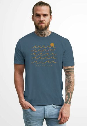 Print T-shirt - denim blue