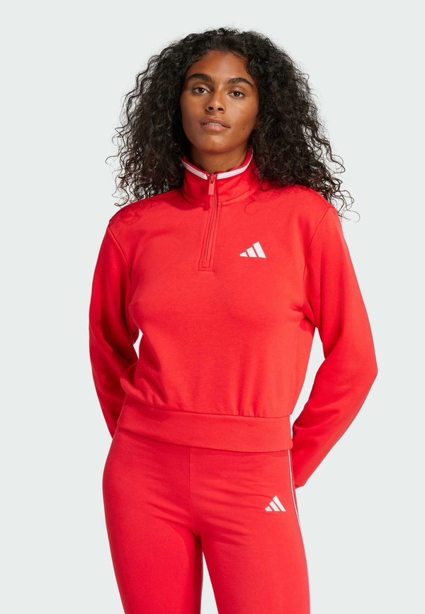 ESSENTIALS COLOR POP CROP QUARTER-ZIP TRACK - Sweatshirt - pure ruby