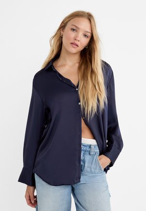 Stradivarius COLLARED - Bluza z gumbi - dark blue