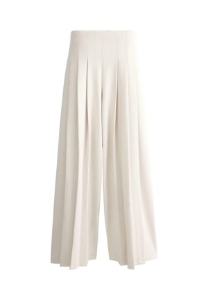 OYSHO, WIDE-LEG PIQUE TROUSERS PLEATS - Bukser - sand