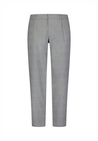 Pantaloni grigi a quadri con taglio sartoriale, caratterizzati da una texture liscia, una vita strutturata e pences frontali per un tocco di dettaglio in più.