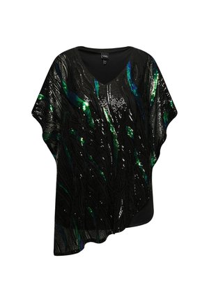 Ulla Popken PAILLETTEN DOPPELLAGIG - Poncho - black
