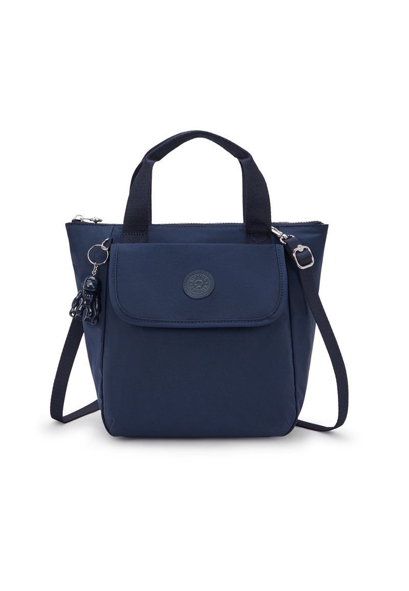 Borsa a tracolla blu navy realizzata in nylon, dotata di due manici corti, una tracolla rimovibile, una tasca frontale e un charm decorativo.