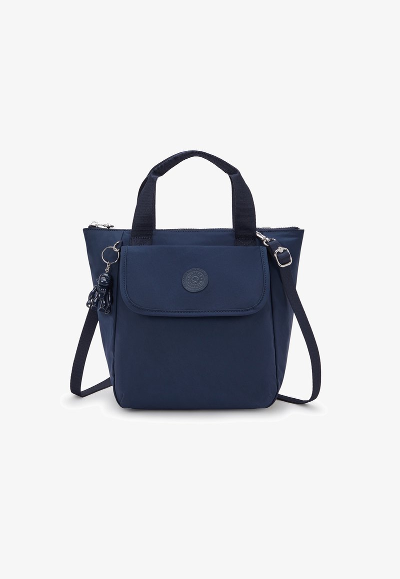 Borsa a tracolla blu navy realizzata in nylon, dotata di due manici corti, una tracolla rimovibile, una tasca frontale e un charm decorativo.