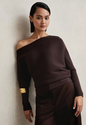 Reiss REGULAR FIT - LORNA ASYMMETRIC DRAPED - Maglione - plum