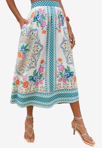 sukňa v tvare A - ivory woodblock