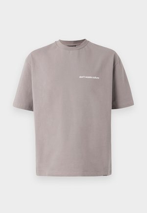 Gray cotton t-shirt with a relaxed fit, short sleeves, crew neck, and white text reading "don't waste culture" on the front.