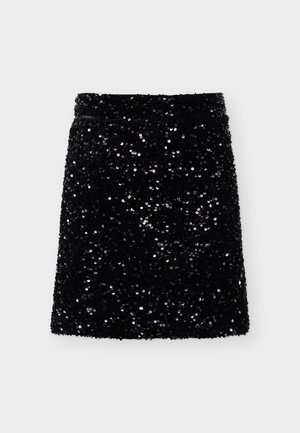 VILA, VIFAITH HW SHORT SEQUIN SKIRT/VOL/LR/2 - Jupe trapèze - black beauty