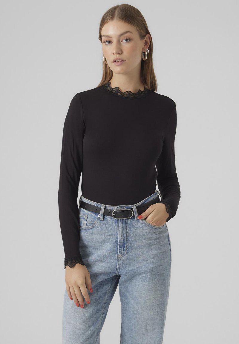 Vero Moda VMROSA HIGHNECK - Topper langermet - black