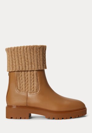 Lauren Ralph Lauren, ALLYSON CABLE-KNIT & CALFSKIN BOOTIE - Класически боти до глезена - camel
