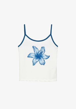 PULL&BEAR, FLORAL RIBBED - VEST TOP - Top - white