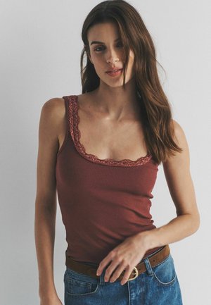 4 PACK SQUARE NECK  - Top - black brick red pink white