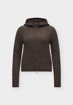 Weekday, ZIP HOODE - Chaqueta de punto - dark brown melange