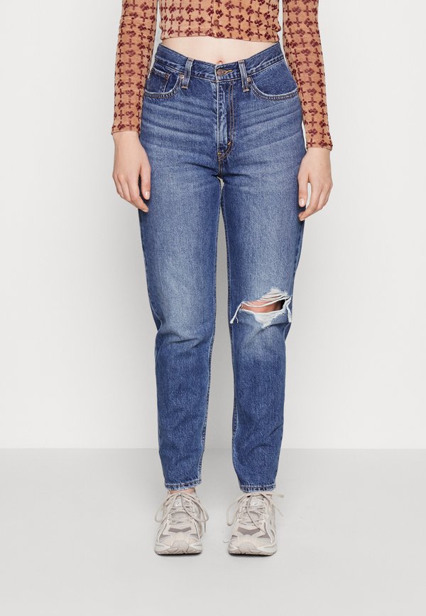 Mom Jeans - z2028 medium indigo destructed