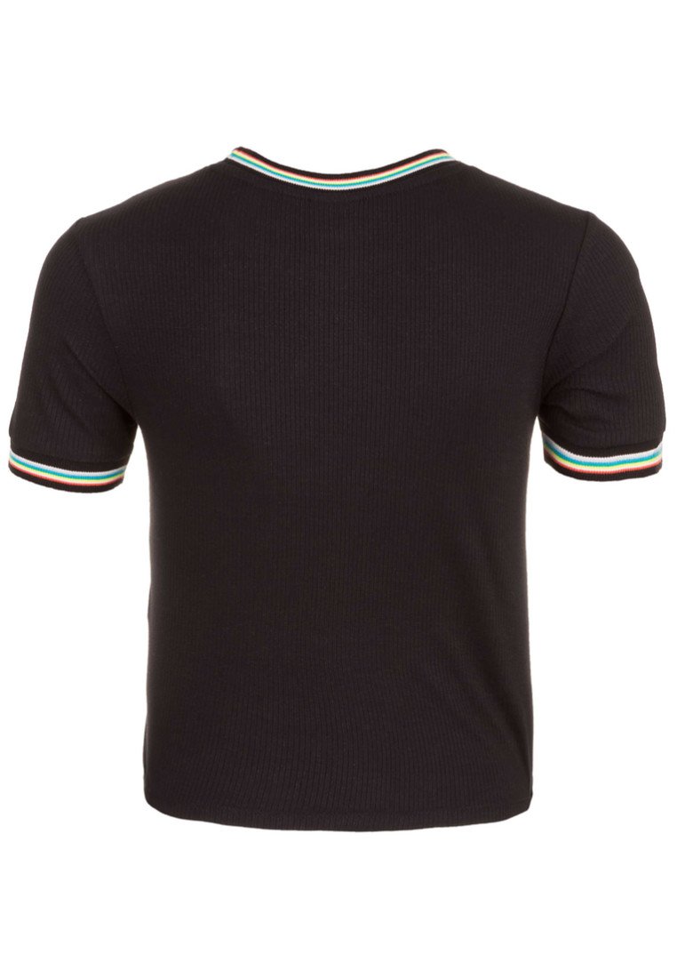 Damen T-Shirts | Urban Classics LADIES SHORT MULTICOLOR RIB TEE T-Shirt print black/schwarz - HW31386 Damen T-Shirts | Urban Classics LADIES SHORT MULTICOLOR RIB TEE T-Shirt print black/schwarz - HW31386