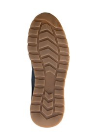 Black shoe sole with a rubber texture, featuring distinct tread patterns for traction. Size 42 indicated on the sole.