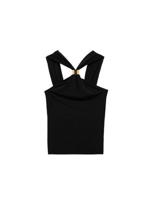 HALTER NECK BLOUSE. - Top - black
