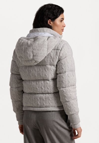 Polo Ralph Lauren CABLE KNIT HOODED DOWN COAT - Páperová bunda - new grey heather