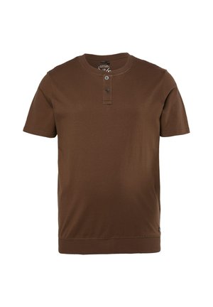 JP1880, HENLEY, BAUCHFIT, HALBARM, RUNDHALS - T-Shirt basic - mocha brown