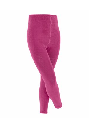 Fuchsia Leggings aus einem weichen, elastischen Material. Sie verfügen über einen gerippten Bund und eine glatte Textur.