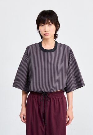 STRIPE BOXY - Bluse - black/thunder grey/sail