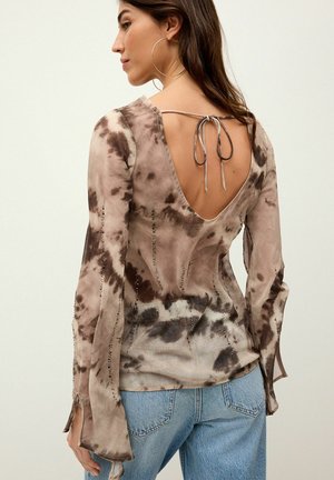 NEUTRAL SHEER EMBELLISHED - REGULAR FIT - Pluus - brown tie dye