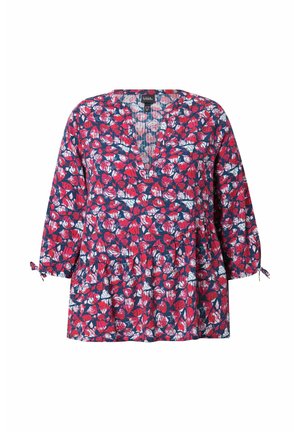 Ulla Popken, FISH PRINT 3/4 SLEEVE V-NECK - Blusa - neon red