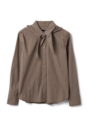 Les Copains, SHIRT WITH SCARF COLLAR - Blusa - brown