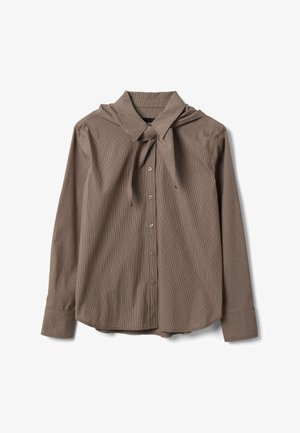 Les Copains, SHIRT WITH SCARF COLLAR - Blusa - brown