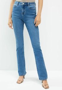 Next COSY BRUSHED  - Džíny Bootcut - mid blue