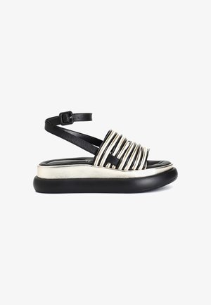 CAFèNOIR, SANDALS - Sandalias de cuña - black-multicolor