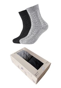 WOMEN COSY CABLE STITCH SOCKS IN BOX 2 PACK - Meias - black mix
