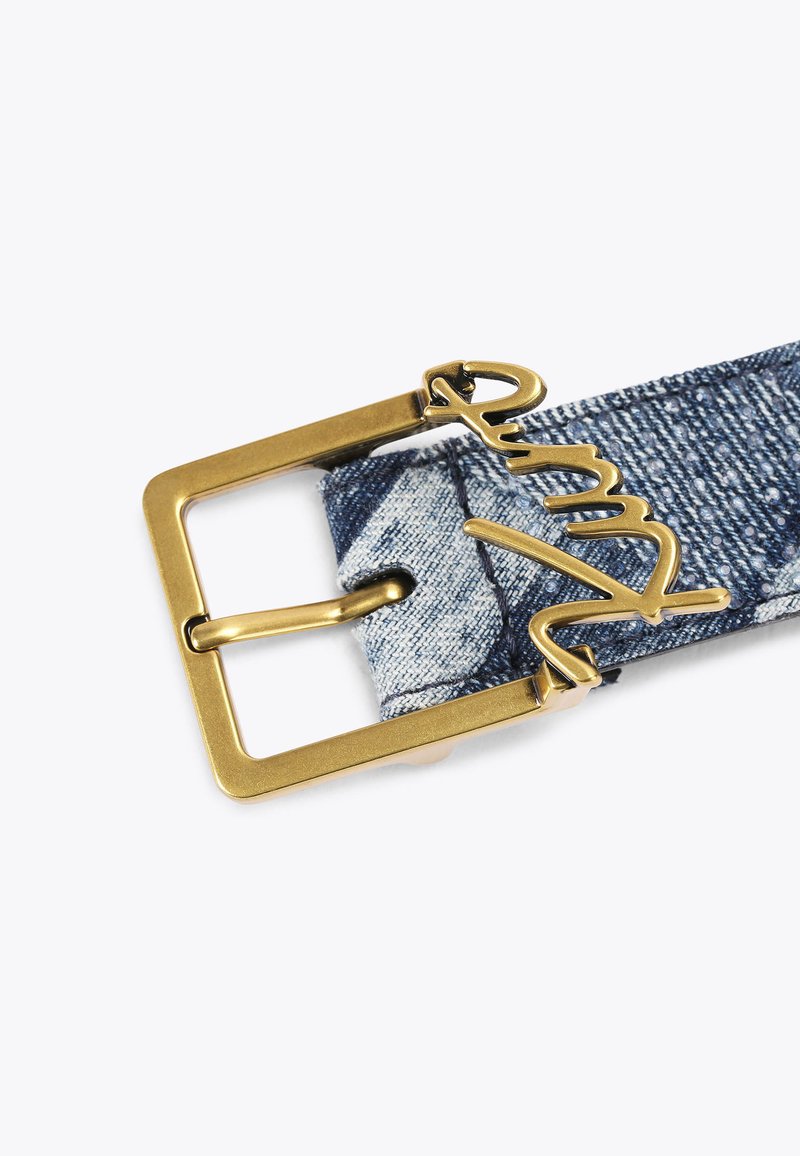 Volnerf rundsleder riem 3,5 cm | Denim riem voor heren met gouden gesp