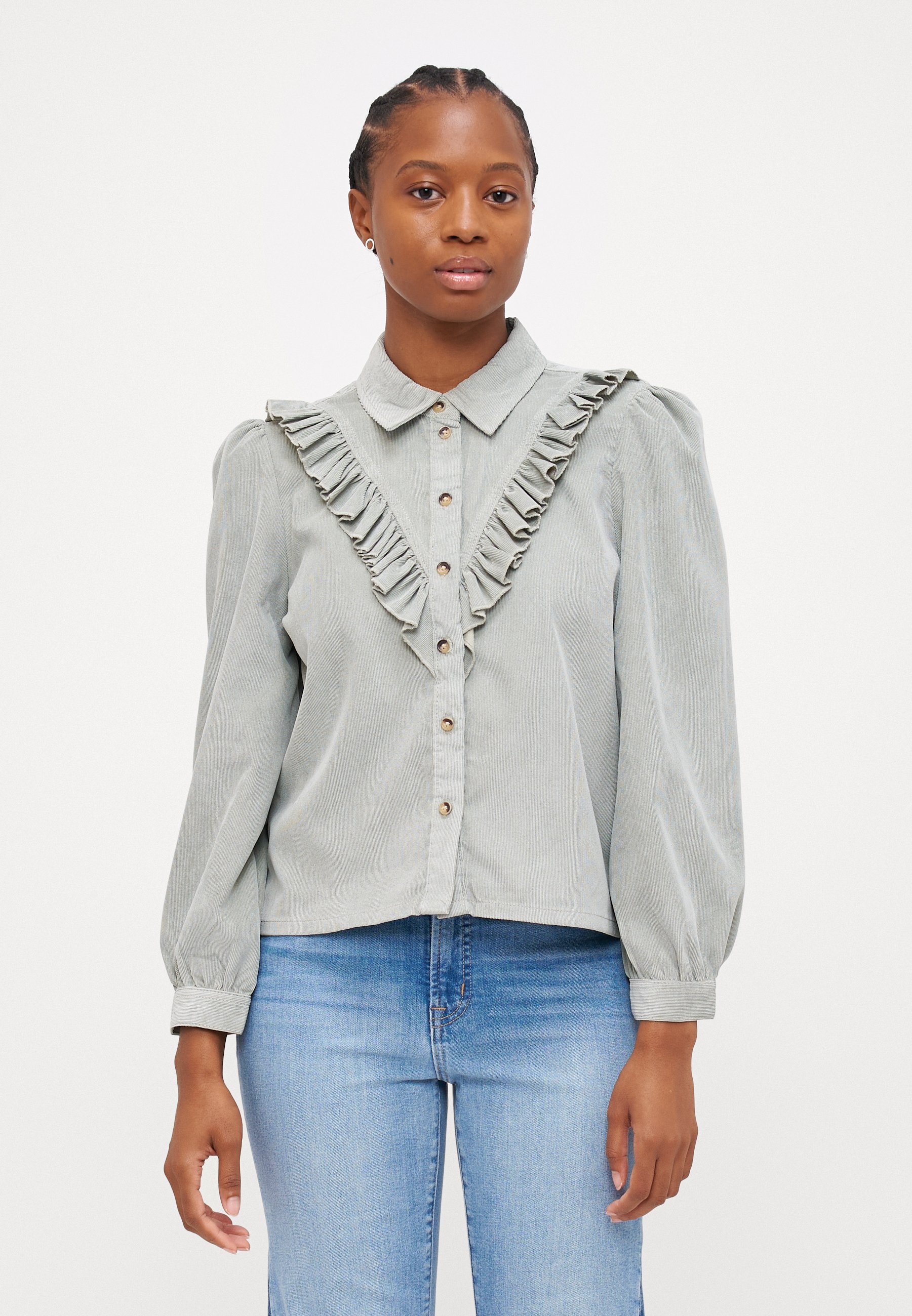 ONLY Petite ONLMARIKE FRILL SHIRT - Button-down blouse - wrought