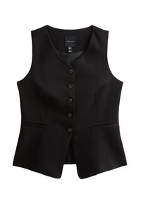 V-NECK BUTTON FRONT - Chaleco - black