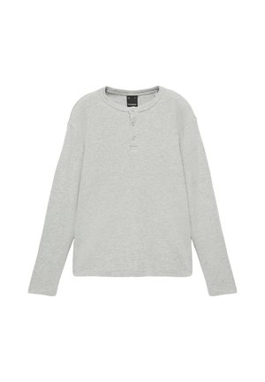PULL&BEAR, HENLEY WAFFLE-KNIT LONG SLEEVE - T-SHIRT - Pullover - light grey