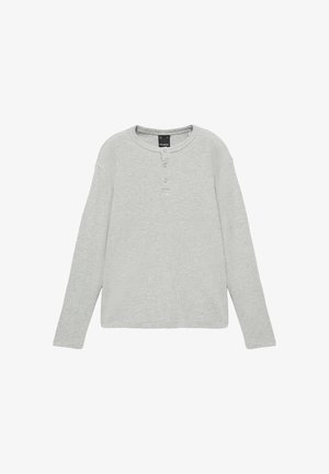 PULL&BEAR, HENLEY WAFFLE-KNIT LONG SLEEVE - T-SHIRT - Pullover - light grey