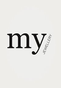 Black text featuring the lowercase words "my" and "JEWELLERY" on a white background, with "my" in a larger font size and angled detail.