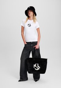 Karl Lagerfeld Jeans SLIM MONOGRAM - Print T-shirt - white
