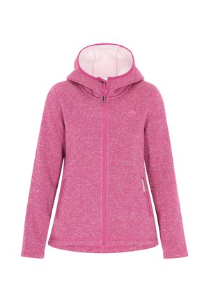 Różowa bluza z kapturem na zamek błyskawiczny z miękkim wnętrzem, z kapturem ze sznurkiem i długimi rękawami. Charakteryzuje się teksturowanym, melanzowym materiałem oraz przednimi kieszeniami.