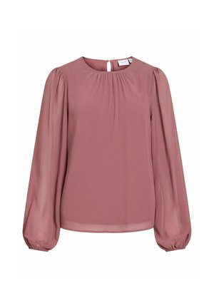 VILA, LONG SLEEVED TOP VIURA ROUND NECK - Blouse - rose brown