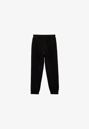 Zwarte sweatpants van een katoenmix met een elastische tailleband, twee zijzakken en een geribbelde band bij de enkels.