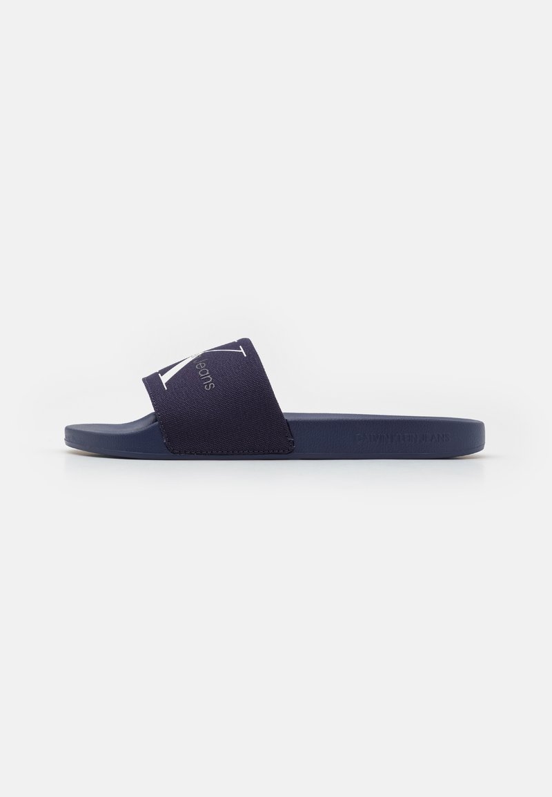 Calvin Klein Jeans SLIDE MONOGRAM - Sandalias planas - navy