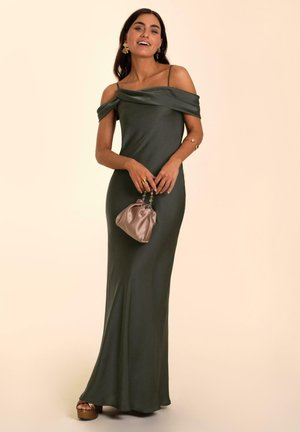 THE-ARE LARGO ESCOTE DRAPEADO - Robe de cocktail - dark green
