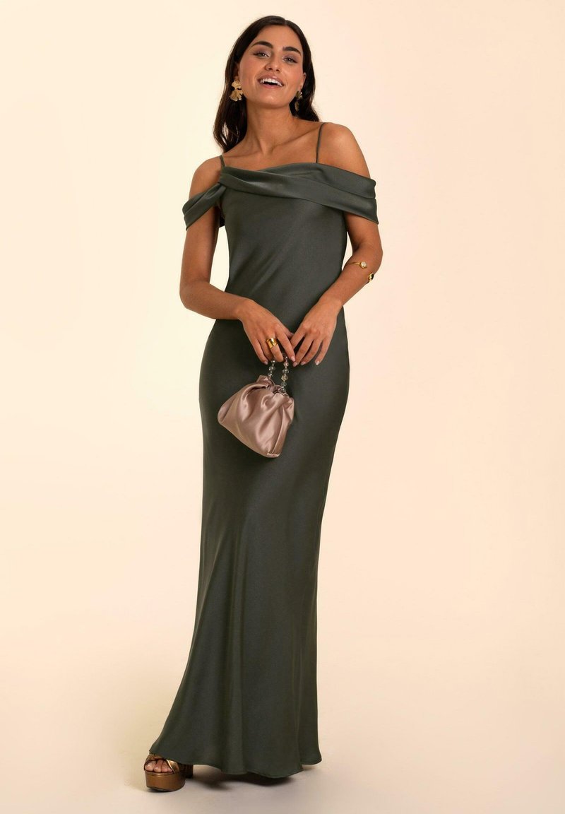 THE-ARE LARGO ESCOTE DRAPEADO - Abiti per occasioni speciali - dark green
