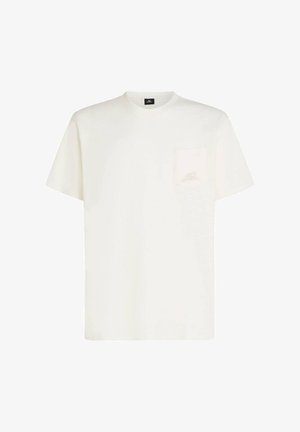 Witte T-shirt met korte mouwen van katoen, met een ronde hals en een borstzakje aan de linkerkant met een subtiel logodetail.